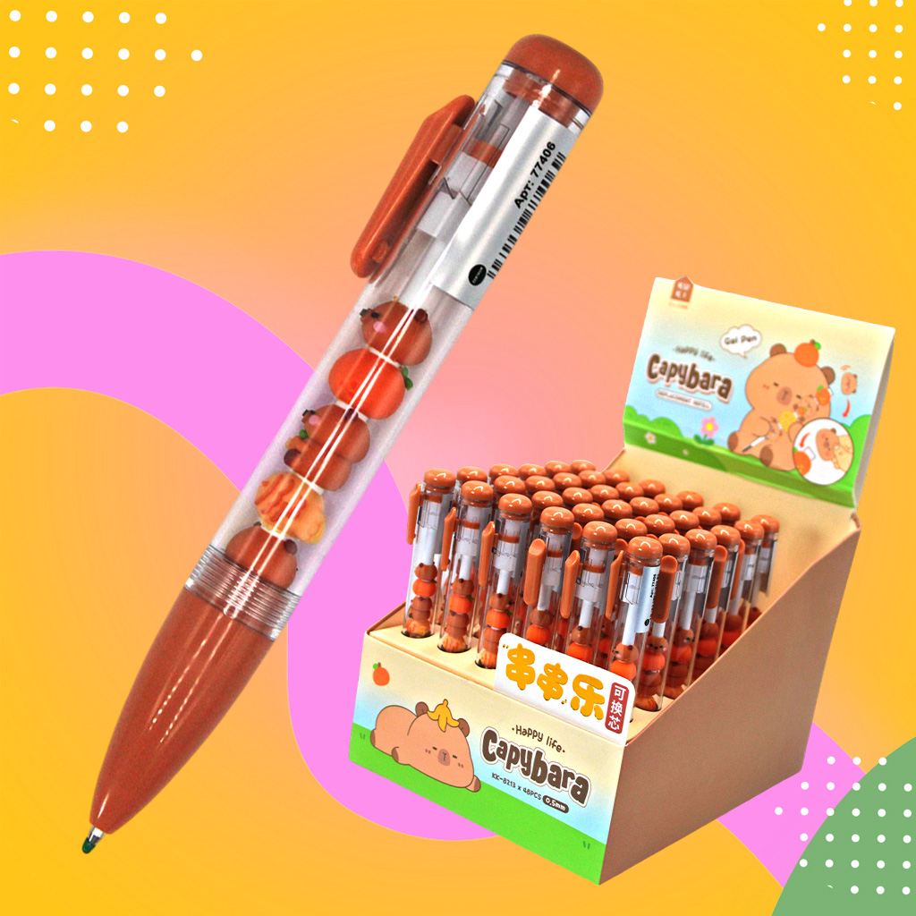 Гелевые автоматические  ручки «Капибара» в креативном оформлении. Пишите с настроением.